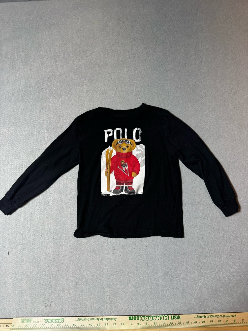 Polo Ralph Lauren Kids Black Bear Graphic Long-Sleeve Tee Size S